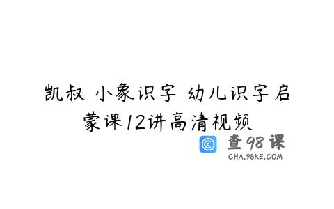 凯叔 小象识字 幼儿识字启蒙课12讲高清视频