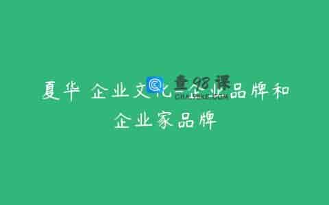 夏华 企业文化-企业品牌和企业家品牌
