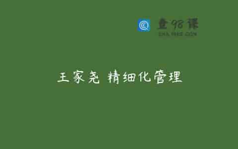 王家尧 精细化管理