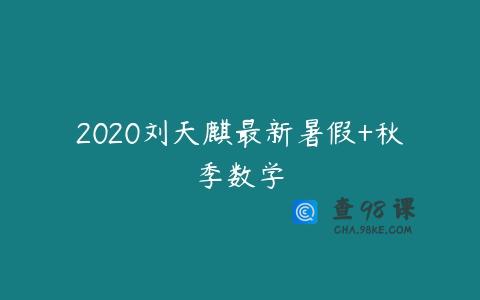 2020刘天麒最新暑假+秋季数学