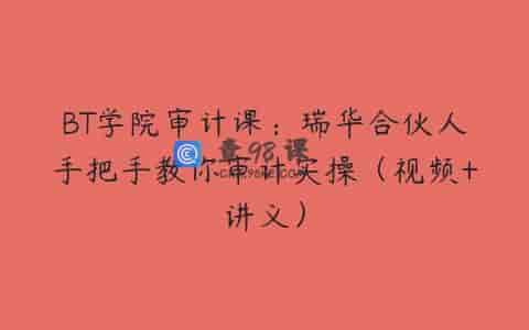 BT学院审计课：瑞华合伙人手把手教你审计实操（视频+讲义）