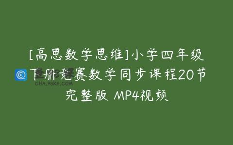 [高思数学思维]小学四年级下册竞赛数学同步课程20节完整版 MP4视频