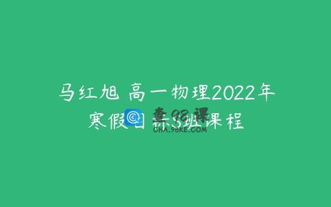 马红旭 高一物理2022年寒假目标S班课程