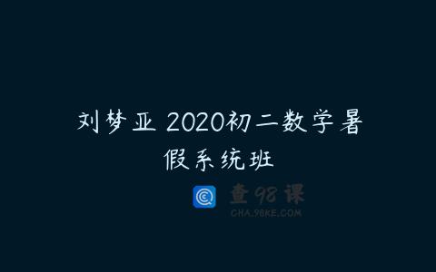 刘梦亚 2020初二数学暑假系统班