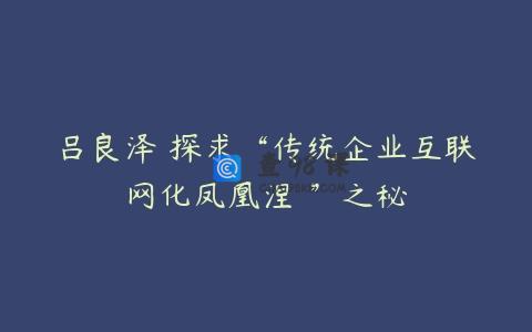 吕良泽 探求“传统企业互联网化凤凰涅槃”之秘