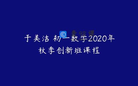 于美洁 初一数学2020年秋季创新班课程