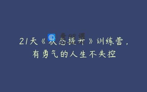 21天《状态提升》训练营，有勇气的人生不失控