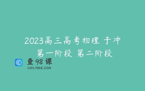 2023高三高考物理 于冲 第一阶段 第二阶段