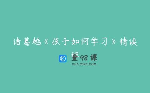 诸葛越《孩子如何学习》精读班