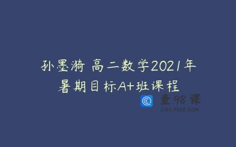 孙墨漪 高二数学2021年暑期目标A+班课程