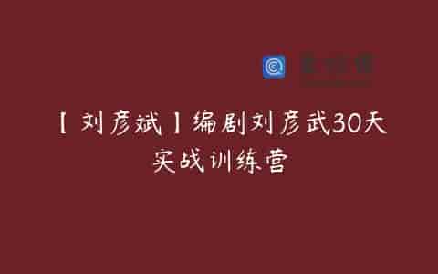 【刘彦斌】编剧刘彦武30天实战训练营
