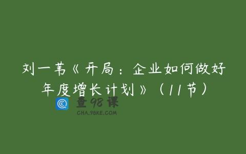 刘一苇《开局：企业如何做好年度增长计划》（11节）