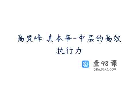 高贤峰 真本事-中层的高效执行力