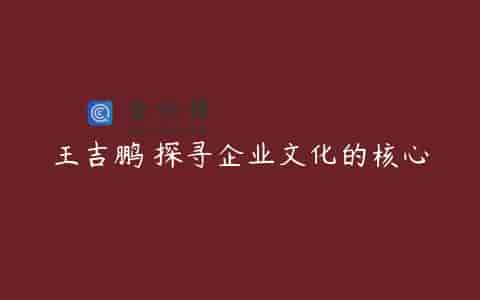 王吉鹏 探寻企业文化的核心