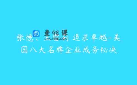 张德、王雪莉 追求卓越-美国八大名牌企业成务秘决