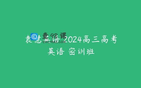 袁慧英语 2024高三高考英语 密训班