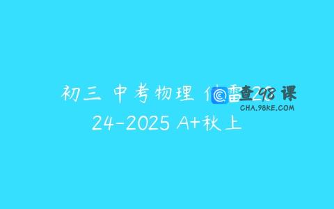 初三 中考物理 付雷 2024-2025 A+秋上