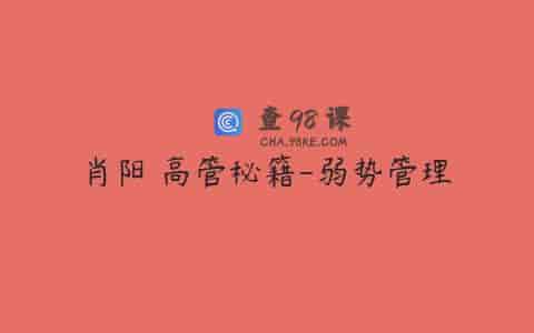 肖阳 高管秘籍-弱势管理