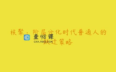 核聚：阶层分化时代普通人的跃迁策略