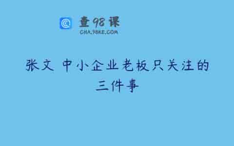 张文 中小企业老板只关注的三件事