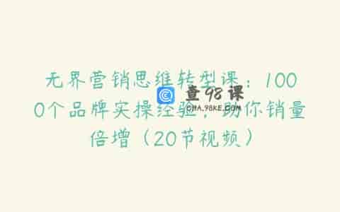 无界营销思维转型课：1000个品牌实操经验，助你销量倍增（20节视频）