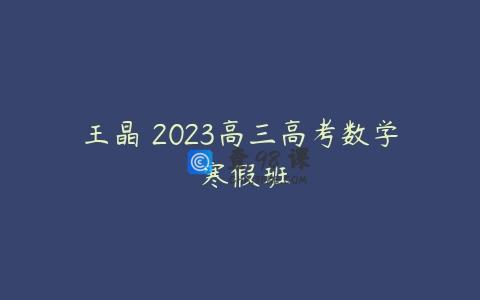 王晶 2023高三高考数学 寒假班