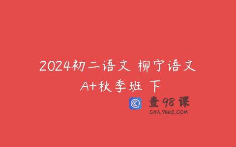 2024初二语文 柳宁语文 A+秋季班 下