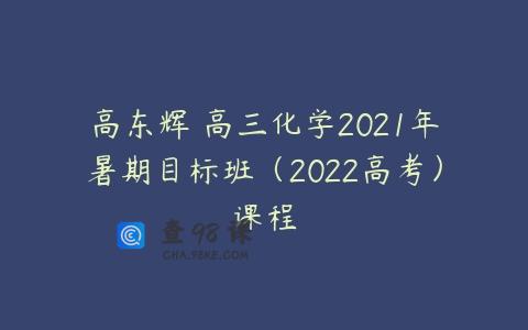 高东辉 高三化学2021年暑期目标班（2022高考）课程