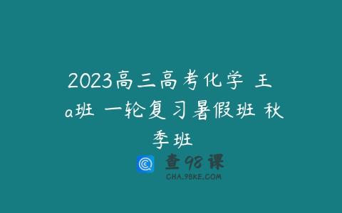 2023高三高考化学 王嫤 a班 一轮复习暑假班 秋季班