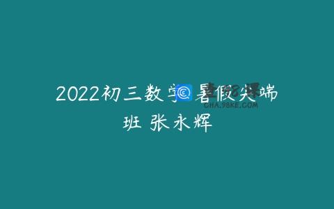 2022初三数学 暑假尖端班 张永辉