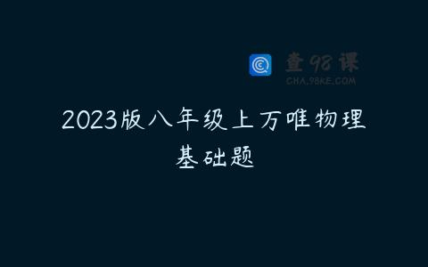 2023版八年级上万唯物理基础题