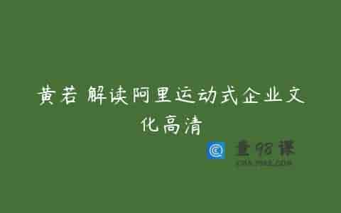 黄若 解读阿里运动式企业文化高清
