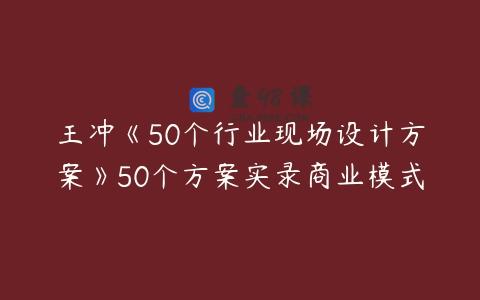 王冲《50个行业现场设计方案》50个方案实录商业模式