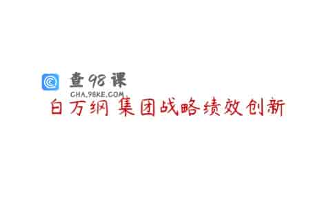 白万纲 集团战略绩效创新