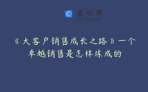 《大客户销售成长之路》一个卓越销售是怎样炼成的