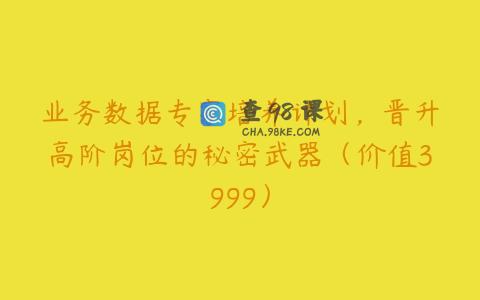 业务数据专家培养计划，晋升高阶岗位的秘密武器（价值3999）