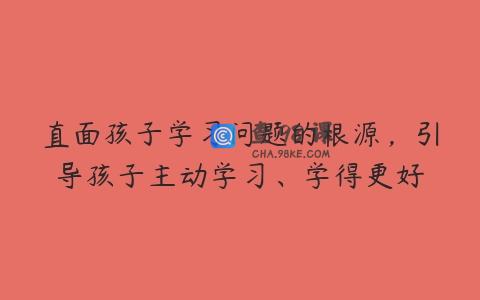 直面孩子学习问题的根源，引导孩子主动学习、学得更好