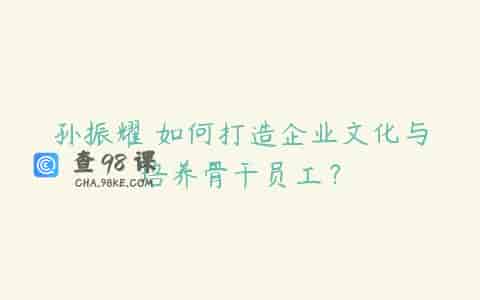 孙振耀 如何打造企业文化与培养骨干员工？