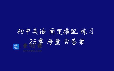 初中英语 固定搭配 练习 25章 海量 含答案