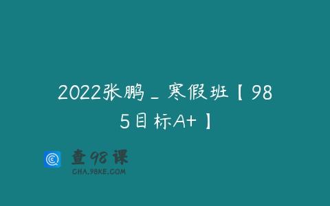 2022张鹏_寒假班【985目标A+】