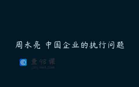 周永亮 中国企业的执行问题