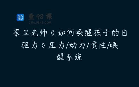 家卫老师《如何唤醒孩子的自驱力》压力/动力/惯性/唤醒系统