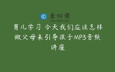 育儿学习 今天我们应该怎样做父母来引导孩子MP3音频讲座