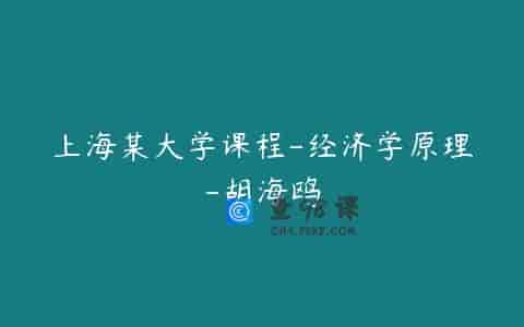 上海某大学课程-经济学原理-胡海鸥