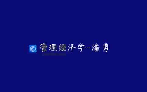 管理经济学-潘勇