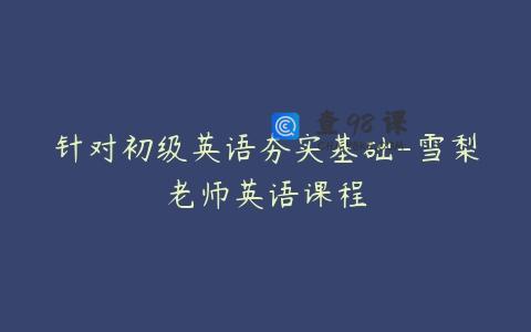 针对初级英语夯实基础-雪梨老师英语课程