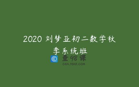 2020 刘梦亚初二数学秋季系统班