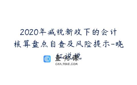 2020年减税新政下的会计核算盘点自查及风险提示-晓红说税