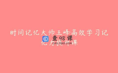 时间记忆大师王峰高效学习记忆力提升课