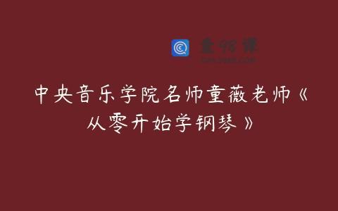 中央音乐学院名师童薇老师《从零开始学钢琴》